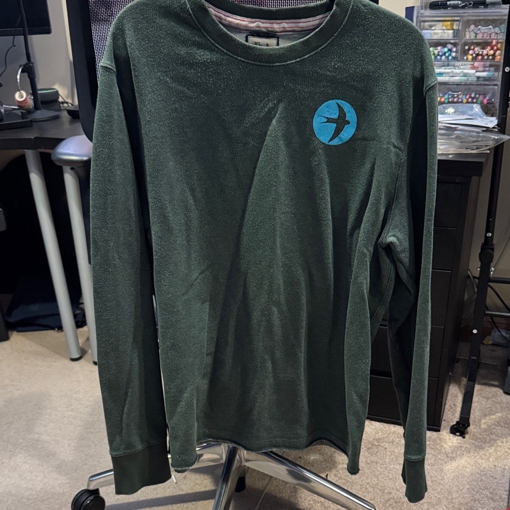 Dark Green Long Sleeve Shirt with Blue Logo